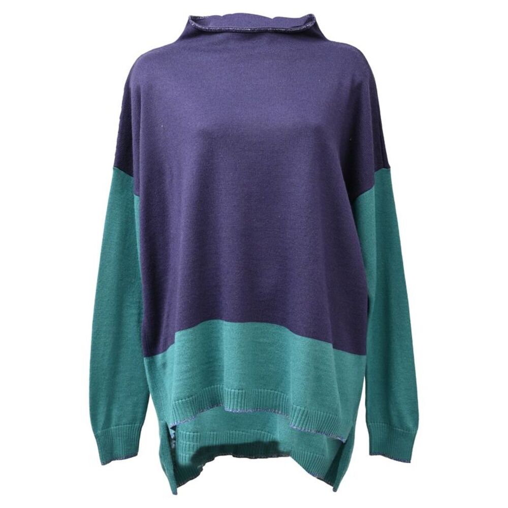 Max & Co Color-Blocked Mock Neck Sweater in Multicolor Wool